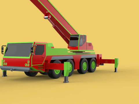 FIRE TRUCK FIREFIGHTER FIREFIGHTING FIREMAN ENGINE MOBILE CRANE 3D Model