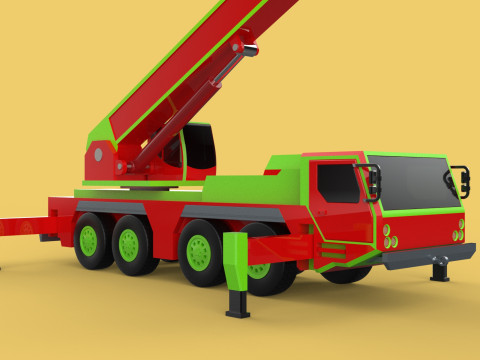 FIRE TRUCK FIREFIGHTER FIREFIGHTING FIREMAN ENGINE MOBILE CRANE 3D 模型