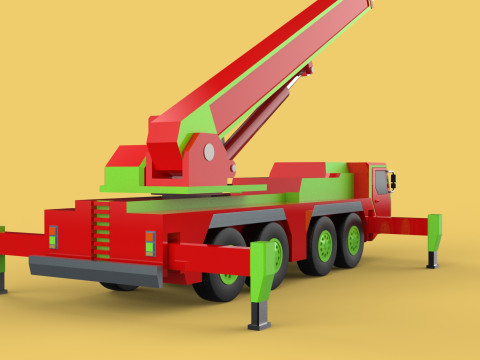 FIRE TRUCK FIREFIGHTER FIREFIGHTING FIREMAN ENGINE MOBILE CRANE 3D 模型