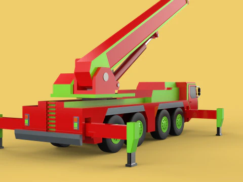 FIRE TRUCK FIREFIGHTER FIREFIGHTING FIREMAN ENGINE MOBILE CRANE 3D Model