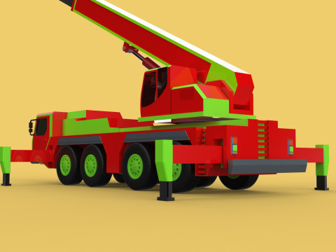 FIRE TRUCK FIREFIGHTER FIREFIGHTING FIREMAN ENGINE MOBILE CRANE 3D 模型