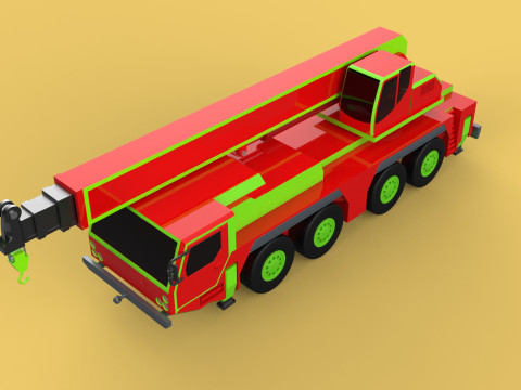 FIRETRUCK FIREFIGHTER FIREFIGHTING FIREMAN ENGINE MOBILE CRANE Modèle 3D