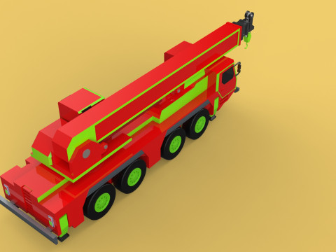 FIRETRUCK FIREFIGHTER FIREFIGHTING FIREMAN ENGINE MOBILE CRANE Modèle 3D