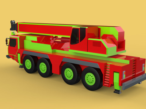 FIRETRUCK FIREFIGHTER FIREFIGHTING FIREMAN ENGINE MOBILE CRANE Modèle 3D
