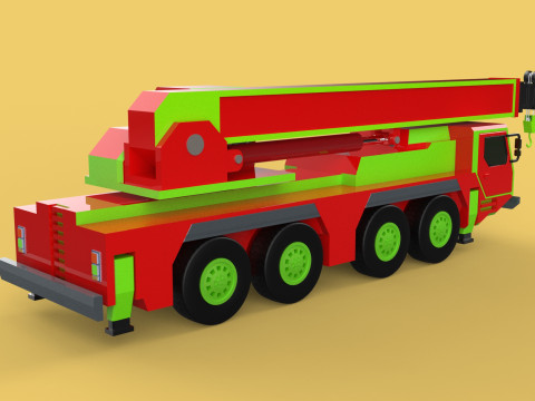 FIRETRUCK FIREFIGHTER FIREFIGHTING FIREMAN ENGINE MOBILE CRANE Modèle 3D