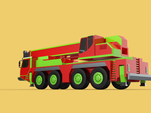 FIRETRUCK FIREFIGHTER FIREFIGHTING FIREMAN ENGINE MOBILE CRANE Modèle 3D