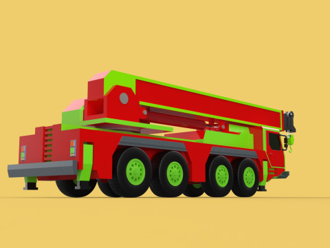 FIRETRUCK FIREFIGHTER FIREFIGHTING FIREMAN ENGINE MOBILE CRANE Modèle 3D