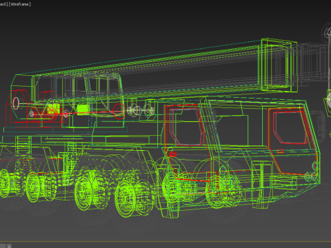 FIRETRUCK FIREFIGHTER FIREFIGHTING FIREMAN ENGINE MOBILE CRANE Modèle 3D