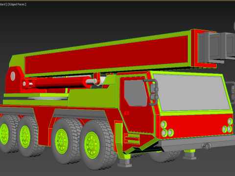 FIRETRUCK FIREFIGHTER FIREFIGHTING FIREMAN ENGINE MOBILE CRANE Modèle 3D