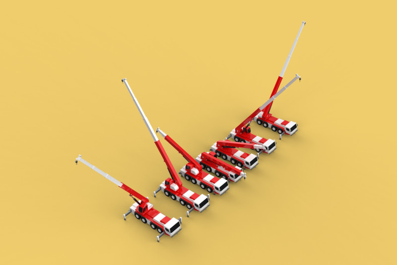COMBINATION CONFIGURATION BOOM ARM JIB TRUCK MOBILE CRANE LTM Modèle 3D .c4d .max .obj .3ds .fbx .stl .blend