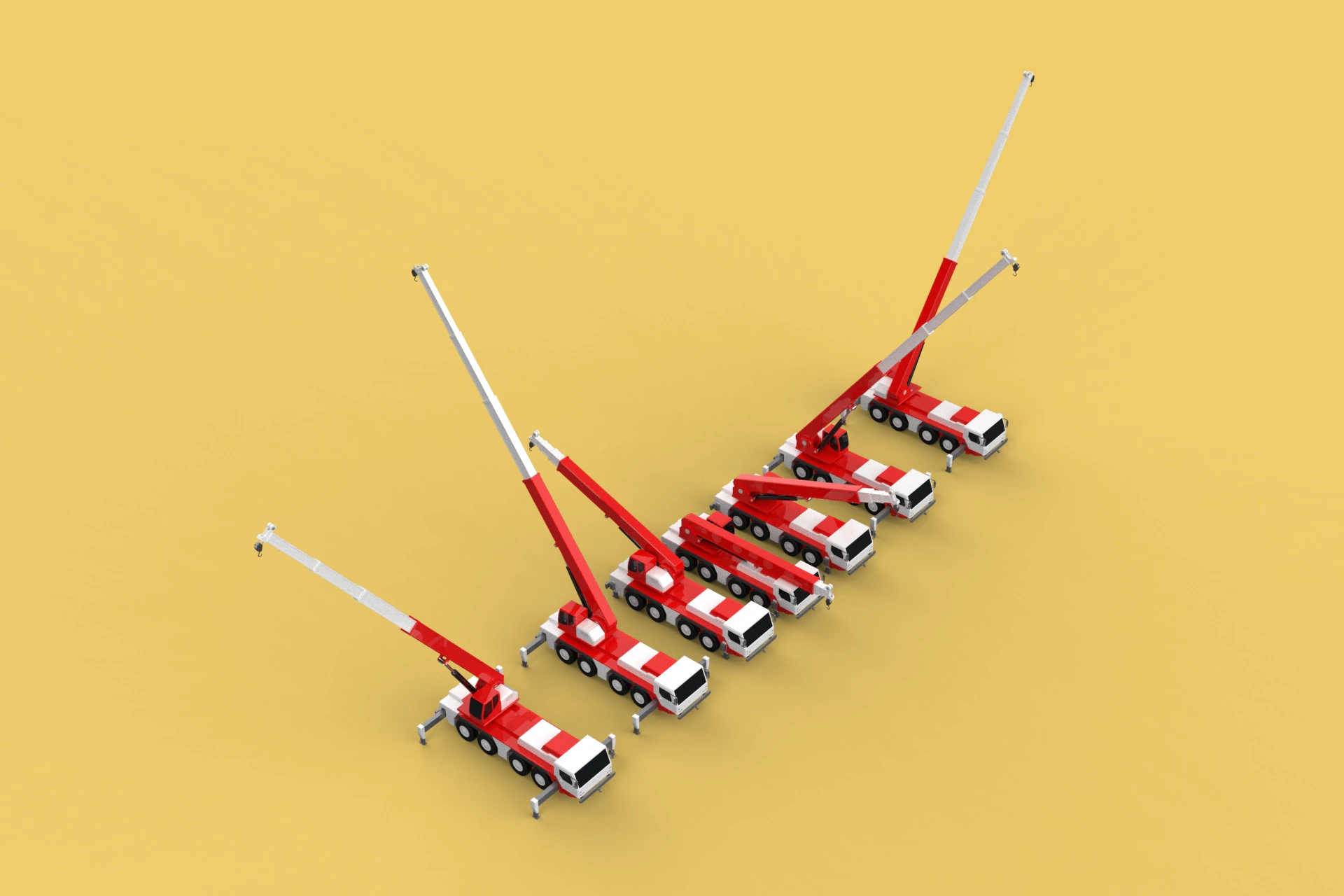 COMBINATION CONFIGURATION BOOM ARM JIB TRUCK MOBILE CRANE LTM 3D Model .c4d .max .obj .3ds .fbx .stl .blend