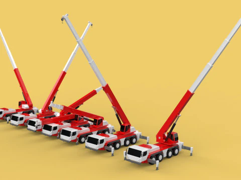 COMBINATION CONFIGURATION BOOM ARM JIB TRUCK MOBILE CRANE LTM 3D Model