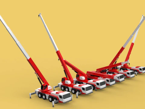 COMBINATION CONFIGURATION BOOM ARM JIB TRUCK MOBILE CRANE LTM 3D Model