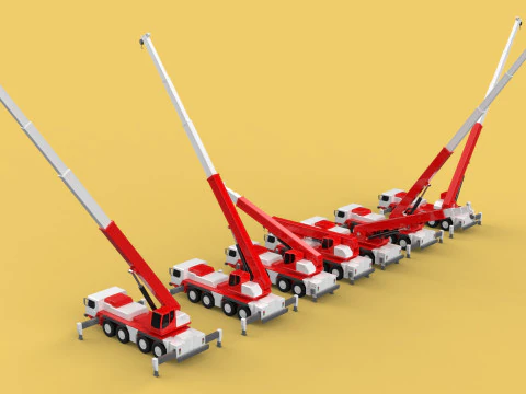 COMBINATION CONFIGURATION BOOM ARM JIB TRUCK MOBILE CRANE LTM 3D Model
