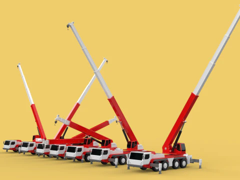 COMBINATION CONFIGURATION BOOM ARM JIB TRUCK MOBILE CRANE LTM 3D Model