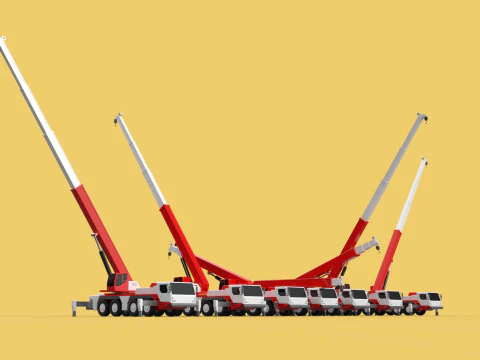 COMBINATION CONFIGURATION BOOM ARM JIB TRUCK MOBILE CRANE LTM 3D Model