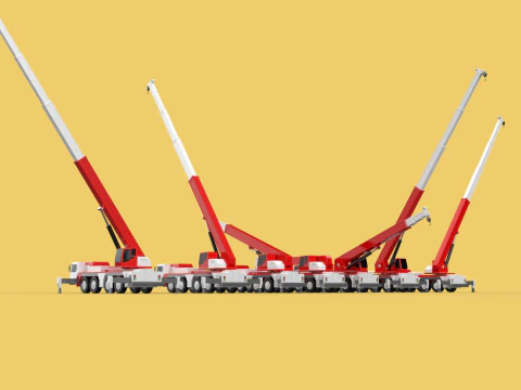 COMBINATION CONFIGURATION BOOM ARM JIB TRUCK MOBILE CRANE LTM 3D Model