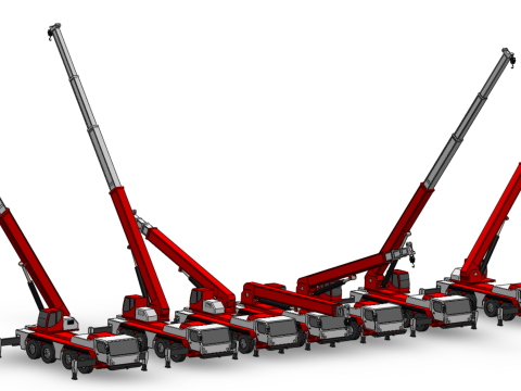 COMBINATION CONFIGURATION BOOM ARM JIB TRUCK MOBILE CRANE LTM Modèle 3D
