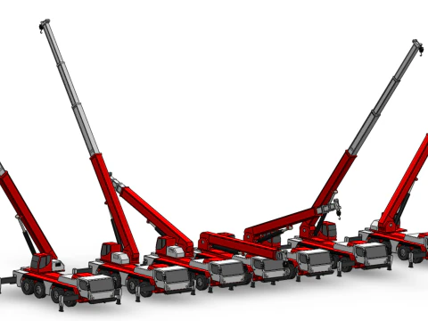 COMBINATION CONFIGURATION BOOM ARM JIB TRUCK MOBILE CRANE LTM 3D Model
