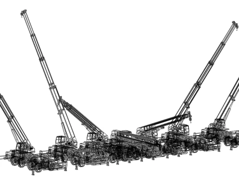 COMBINATION CONFIGURATION BOOM ARM JIB TRUCK MOBILE CRANE LTM 3D Model