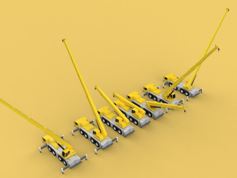 ALL CONFIGURATION MOBILE CRANE TERRAIN CRAWLER LIFTING JIB TRUCK 3D-Modell