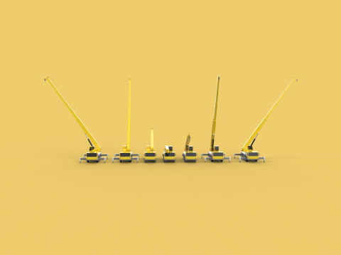 ALL CONFIGURATION MOBILE CRANE TERRAIN CRAWLER LIFTING JIB TRUCK 3D Model