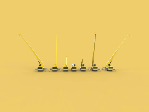 SEMUA KONFIGURASI MOBILE CRANE TERRAIN CRAWLER LIFTING JIB TRUCK Model 3D