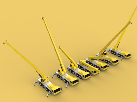 ALL CONFIGURATION MOBILE CRANE TERRAIN CRAWLER LIFTING JIB TRUCK 3D-Modell