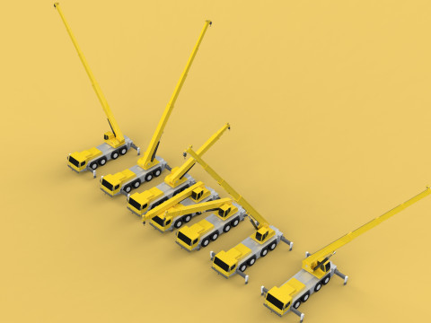 ALL CONFIGURATION MOBILE CRANE TERRAIN CRAWLER LIFTING JIB TRUCK 3D-Modell