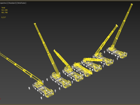 ALL CONFIGURATION MOBILE CRANE TERRAIN CRAWLER LIFTING JIB TRUCK 3D-Modell