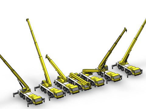 ALL CONFIGURATION MOBILE CRANE TERRAIN CRAWLER LIFTING JIB TRUCK 3D-Modell