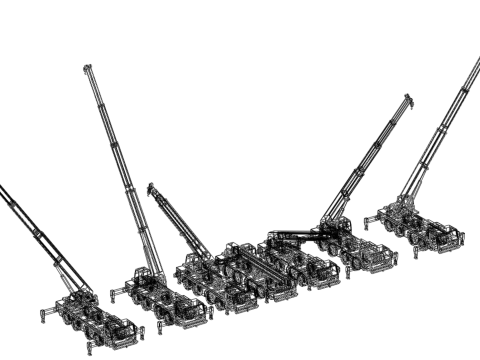 ALL CONFIGURATION MOBILE CRANE TERRAIN CRAWLER LIFTING JIB TRUCK 3D-Modell