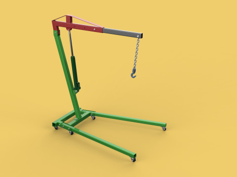 2TON PORTABLE HYDRAULIC ENGINE CRANE HOIST HEAVY LIFTING FOLDING 3D Model