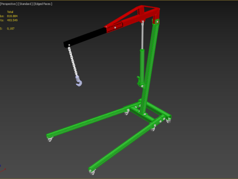 2TON PORTABLE HYDRAULIC ENGINE CRANE HOIST HEAVY LIFTING FOLDING 3D Модель