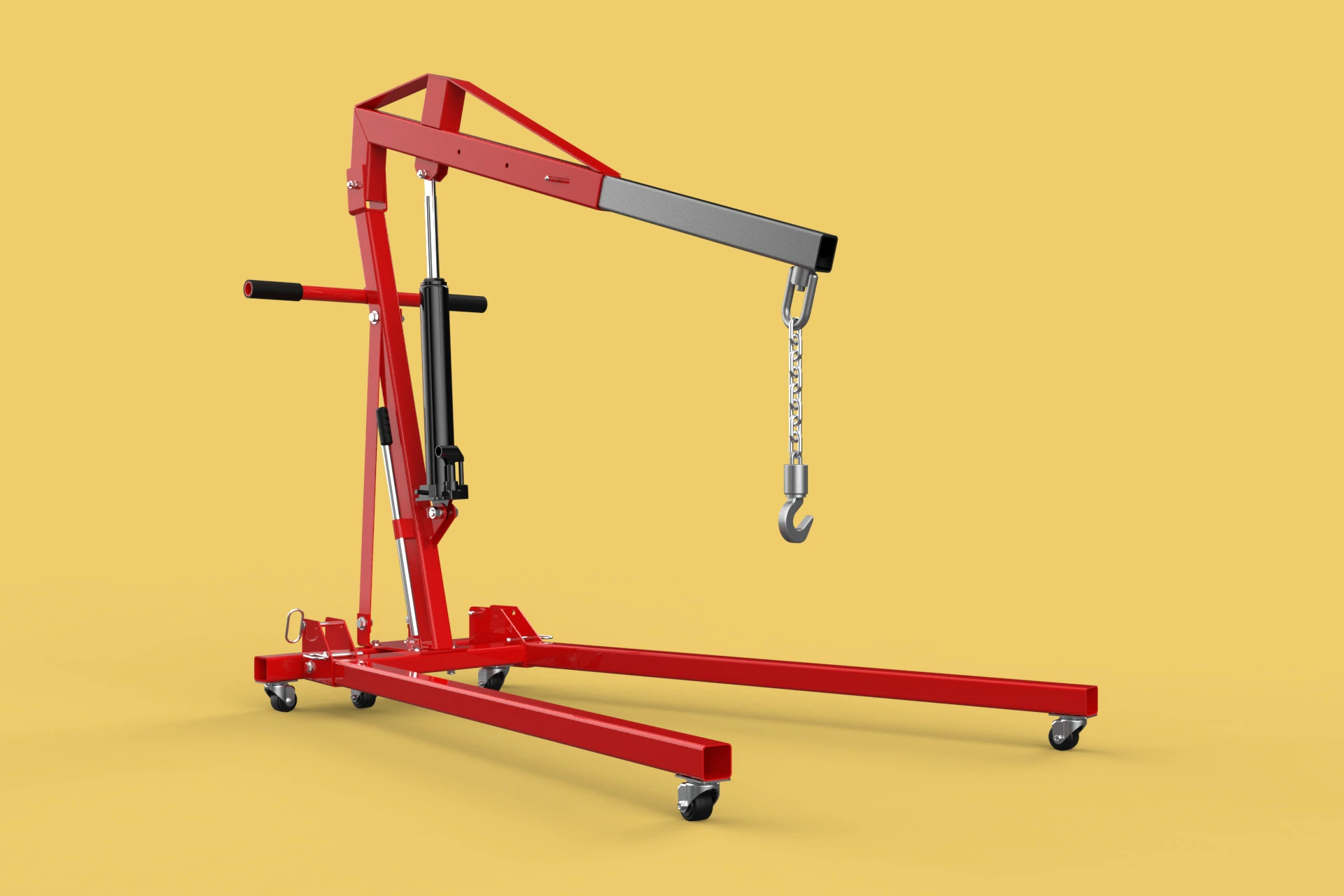 HYDRAULIC JACK ENGINE STAND CRANE HOIST LIFTING FOLDABLE MOBILE 3D Model .c4d .max .obj .3ds .fbx .stl .blend 