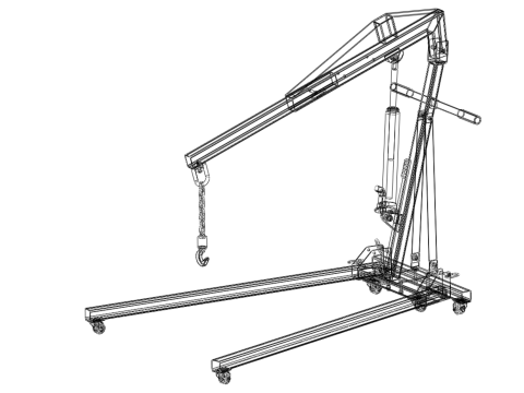 HYDRAULIC JACK ENGINE STAND CRANE HOIST LIFTING FOLDABLE MOBILE 3Dモデル