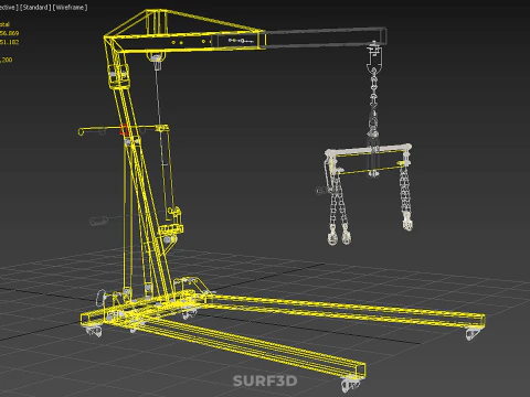 ENGINE CRANE HOIST LIFT FOLDING HYDRAULIC LEVELER BALANCER LOAD 3D Model