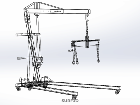 ENGINE CRANE HOIST LIFT FOLDING HYDRAULIC LEVELER BALANCER LOAD Model 3D