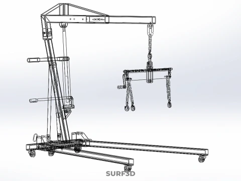 ENGINE CRANE HOIST LIFT FOLDING HYDRAULIC LEVELER BALANCER LOAD 3D Model