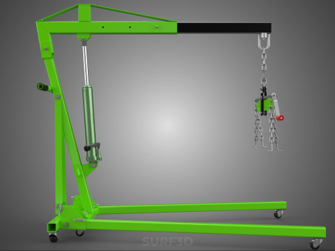 MOBILE ENGINE CRANE HOIST LIFTER STAND LEVELER BALANCER LOAD TON Modello 3D