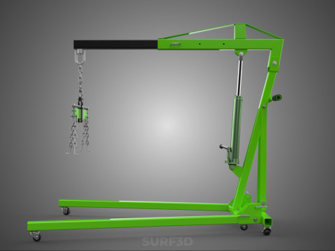 MOBILE ENGINE CRANE HOIST LIFTER STAND LEVELER BALANCER LOAD TON Modello 3D