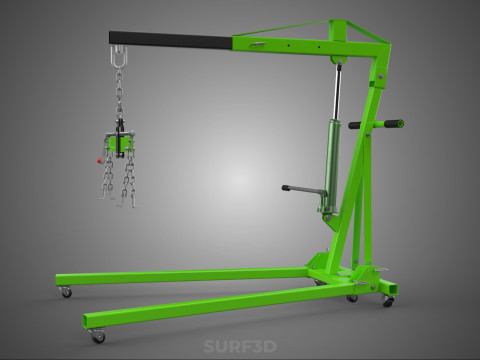 MOBILE ENGINE CRANE HOIST LIFTER STAND LEVELER BALANCER LOAD TON Modello 3D