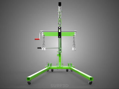 MOBILE ENGINE CRANE HOIST LIFTER STAND LEVELER BALANCER LOAD TON Modello 3D