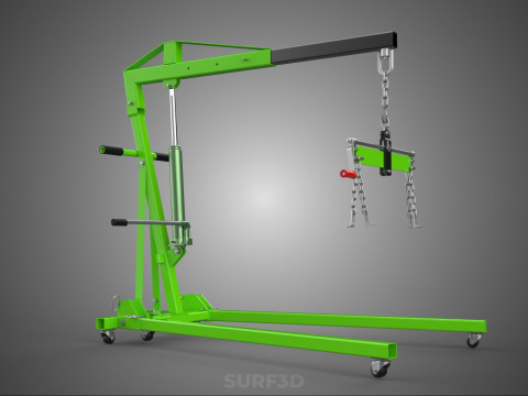 MOBILE ENGINE CRANE HOIST LIFTER STAND LEVELER BALANCER LOAD TON Modello 3D