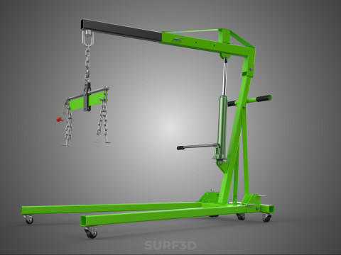 MOBILE ENGINE CRANE HOIST LIFTER STAND LEVELER BALANCER LOAD TON Modello 3D