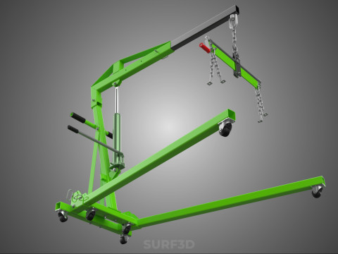 MOBILE ENGINE CRANE HOIST LIFTER STAND LEVELER BALANCER LOAD TON Modello 3D