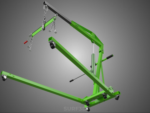 MOBILE ENGINE CRANE HOIST LIFTER STAND LEVELER BALANCER LOAD TON Modello 3D