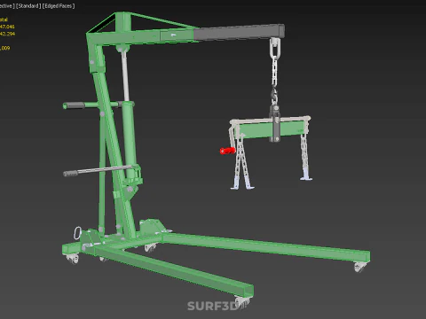 MOBILE ENGINE CRANE HOIST LIFTER STAND LEVELER BALANCER LOAD TON 3D Model