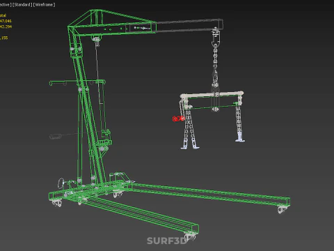 MOBILE ENGINE CRANE HOIST LIFTER STAND LEVELER BALANCER LOAD TON 3D Model