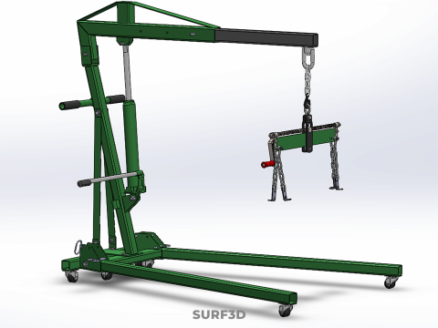 MOBILE ENGINE CRANE HOIST LIFTER STAND LEVELER BALANCER LOAD TON Modello 3D